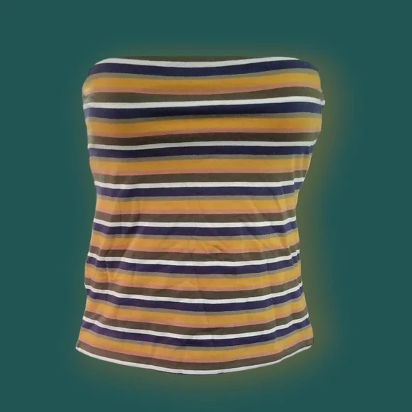 NWT cotton on striped multi-coloured tube top Size medium - Picture 1 of 3